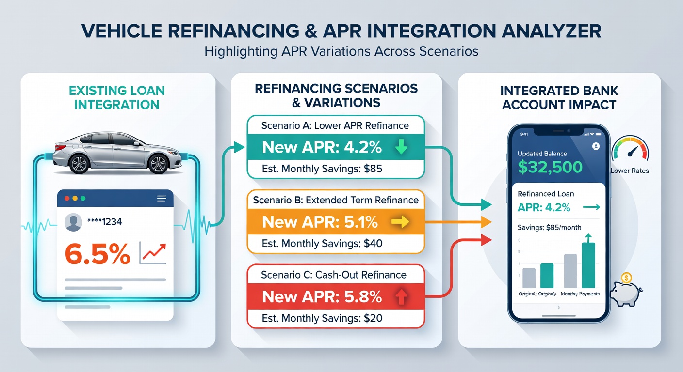 Comparison chart within a banking app illustrating APR spreads for auto versus mortgage refinancing