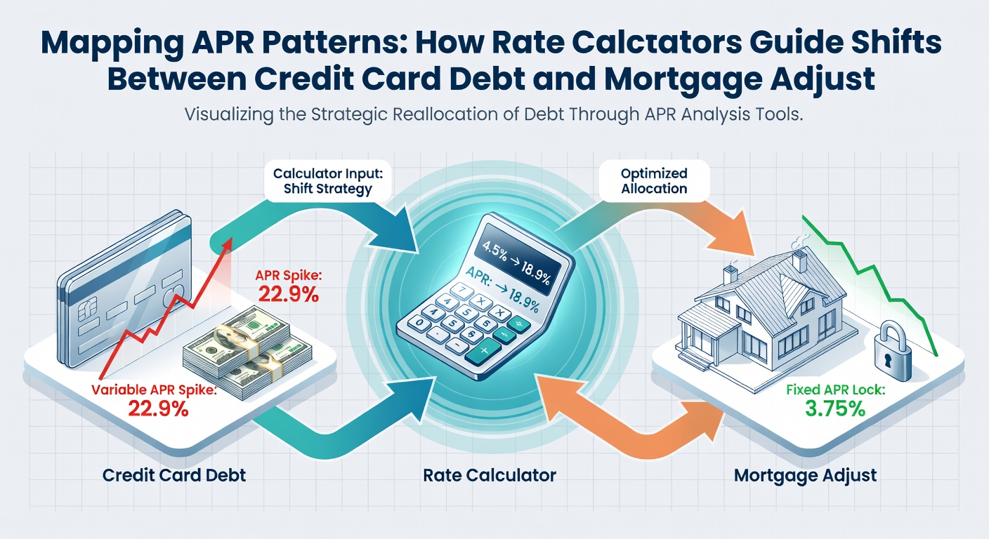 Detailed chart showing APR trend lines for credit cards versus mortgage adjustments over recent quarters