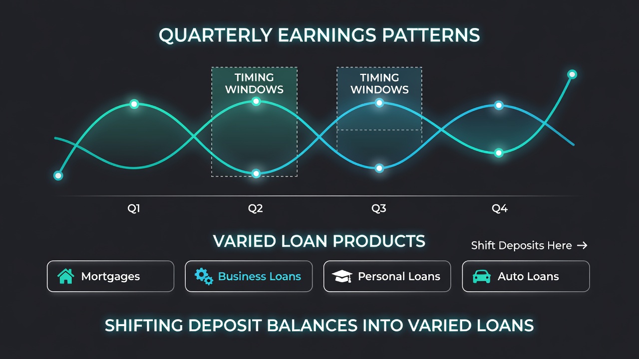 Financial app interface showing deposit to loan transfer timing based on earnings patterns