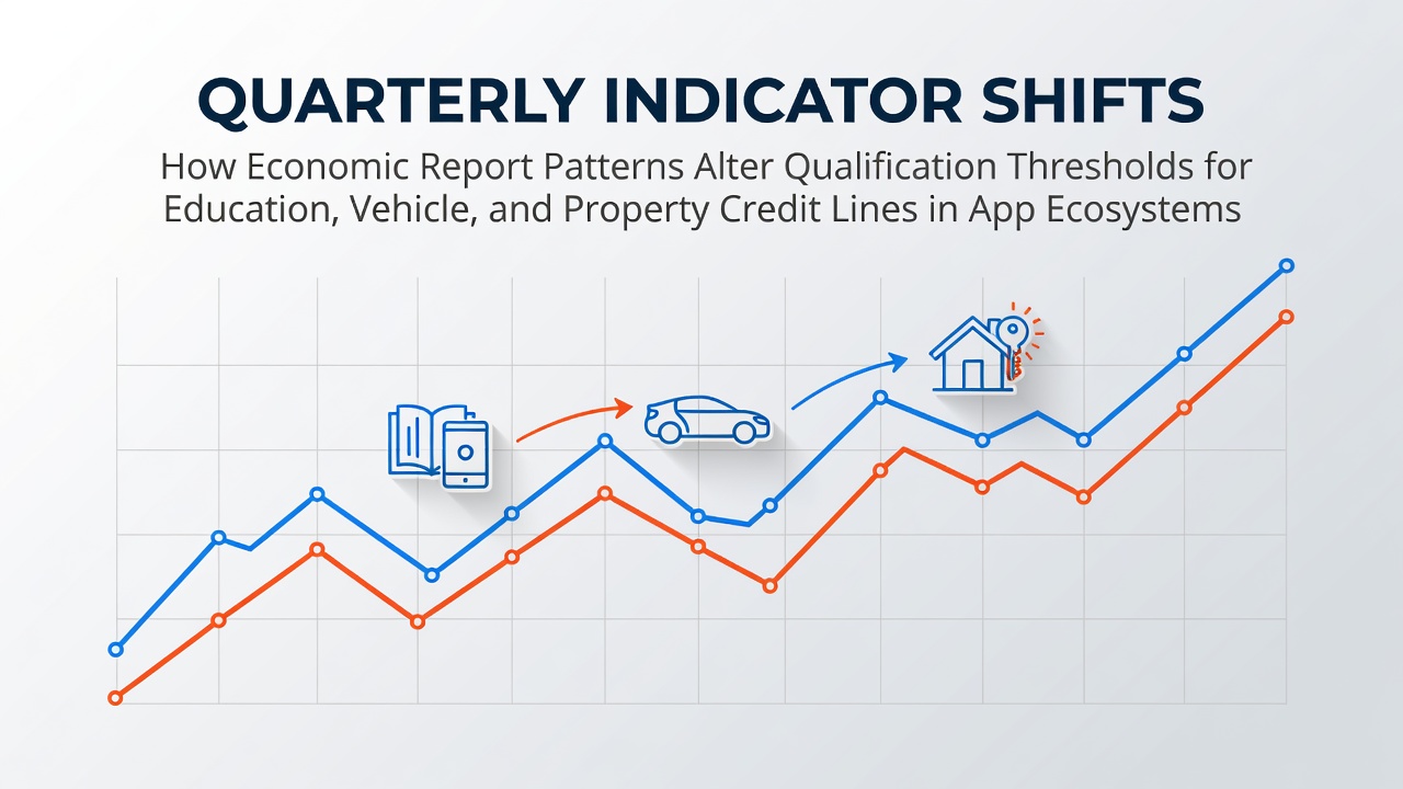 Economic report patterns displayed on a mobile banking app interface showing credit qualification updates