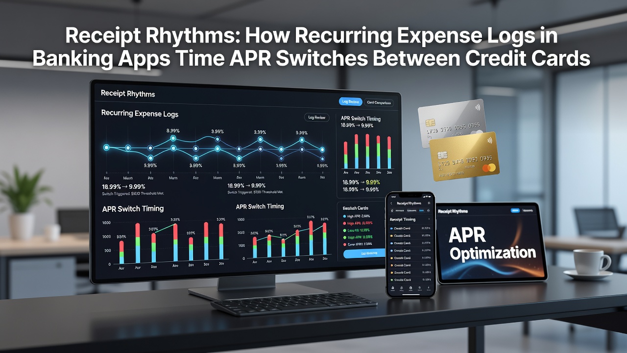 Mobile screen showing expense rhythm chart and APR switch recommendation between credit card and secured loan options