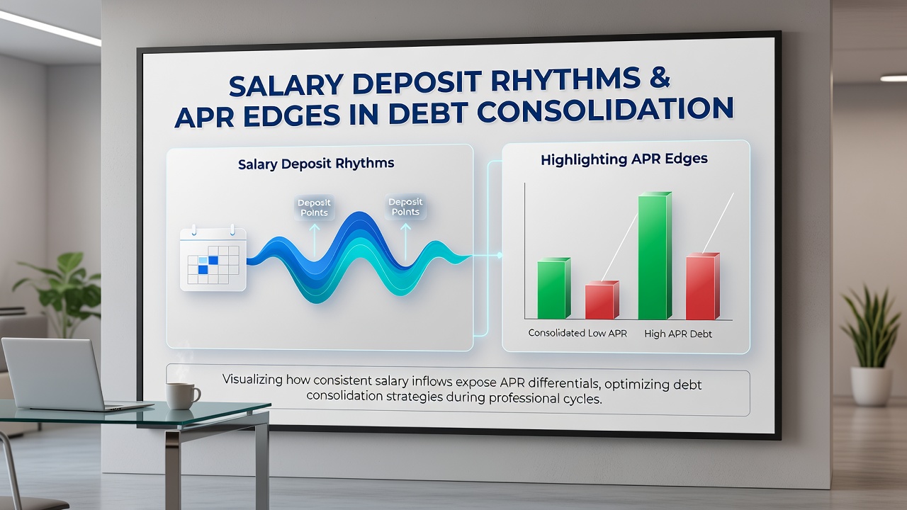 Timeline graphic showing salary deposit dates aligned with APR reduction milestones during a professional promotion period